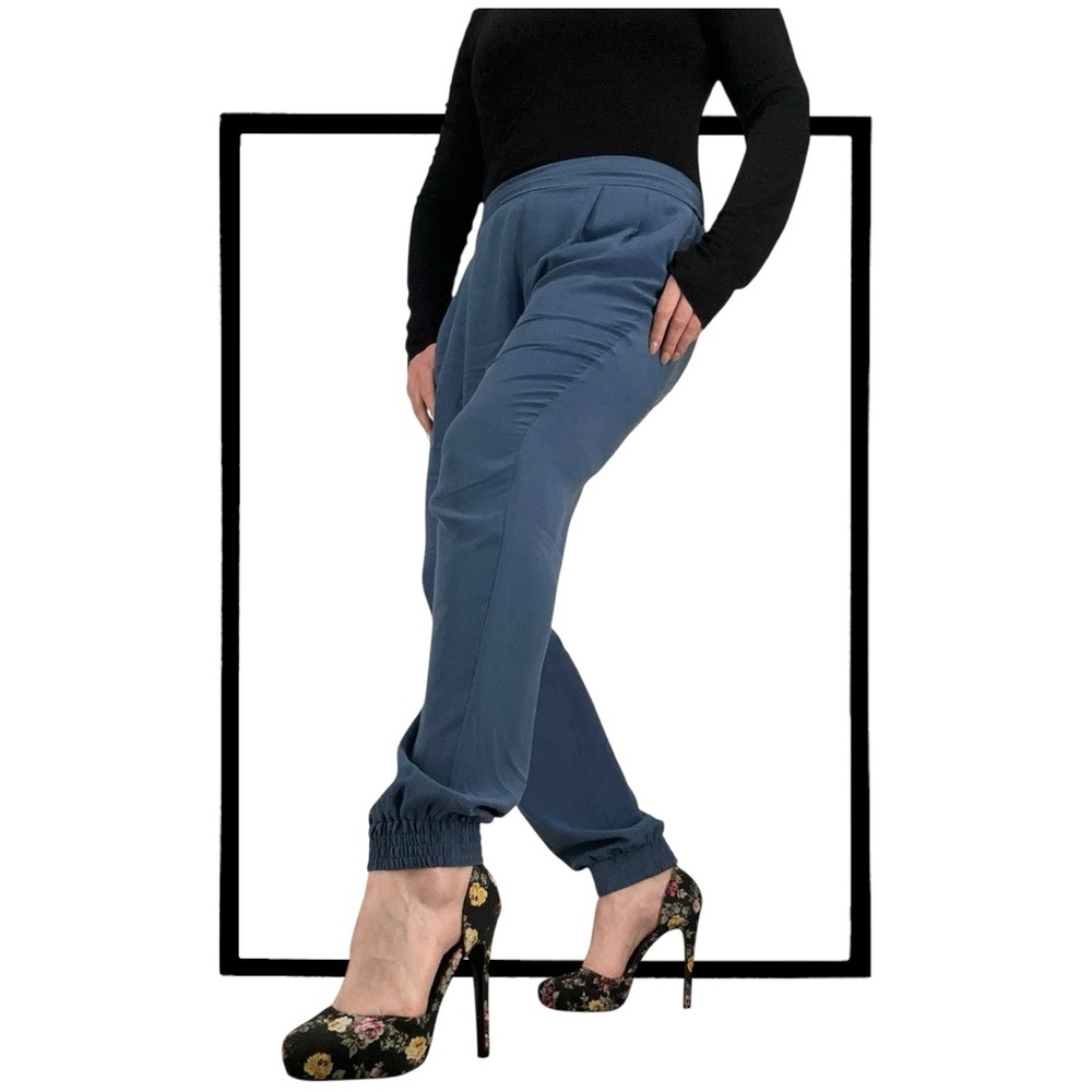 JOIE / Blue Silk Jogger Dress Pants / Small / Boho Office Business Casual Preppy
